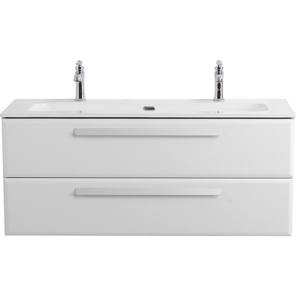 Тумба подвесная с раковиной Cezares ECO-CER-N-1200-2C-SO-BL 120 см (раковина CZR-8073-120-1-2) bianco lucido - фото 