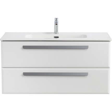 Тумба подвесная с раковиной Cezares ECO-CER-N-1000-2C-SO-BL 100 см (раковина CZR-8095-100) bianco lucido - фото 