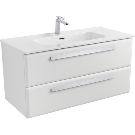 Тумба подвесная с раковиной Cezares ECO-CER-N-1000-2C-SO-BL 100 см (раковина CZR-8095-100) bianco lucido - фото 2