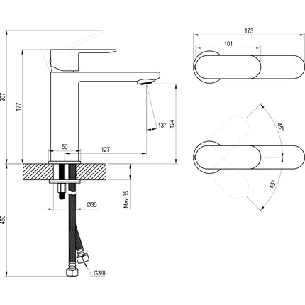 Смеситель для раковины Ravak CR II 014.20BL X070458, чёрный - фото 4