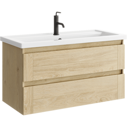 Тумба подвесная с раковиной Aqwella Astrid 100 см AST0110DD, дуб давос - фото 