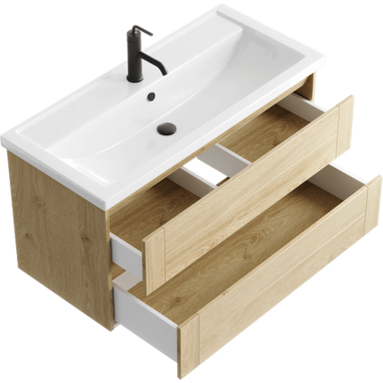 Тумба подвесная с раковиной Aqwella Astrid 100 см AST0110DD, дуб давос - фото 2