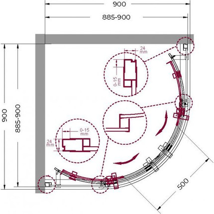 Душевое ограждение BelBagno 90х90 см MARINO-R-2-90-C-Cr (стекло 8 мм), хром/прозрачное - фото 2