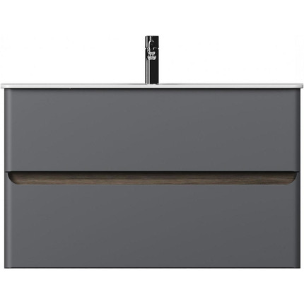 Тумба подвесная с раковиной Mirsant Savag 100 см (раковина Astra 100), серый матовый - фото 2