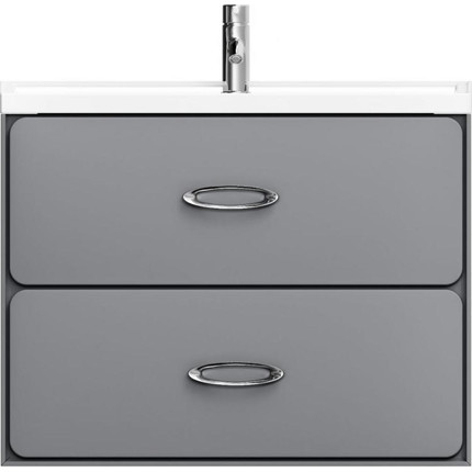 Тумба подвесная с раковиной Mirsant Viva 80 см (раковина Conte 80), серый матовый - фото 2