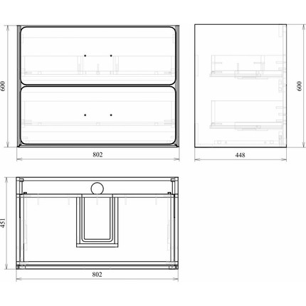Тумба подвесная с раковиной Mirsant Viva 80 см (раковина Conte 80), серый матовый - фото 6