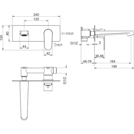 Смеситель для раковины настенный Aquatek Оберон AQ1213MB, чёрный матовый, Цвет производителя: чёрный матовый - фото, картинка 15 Смеситель для раковины настенный Aquatek Оберон AQ1213MB, чёрный матовый, Цвет производителя: чёрный матовый - фото 15