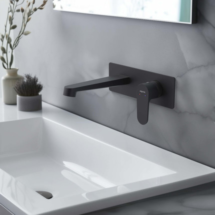 Смеситель для раковины настенный Aquatek Оберон AQ1213MB, чёрный матовый, Цвет производителя: чёрный матовый - фото, картинка 7 Смеситель для раковины настенный Aquatek Оберон AQ1213MB, чёрный матовый, Цвет производителя: чёрный матовый - фото 7