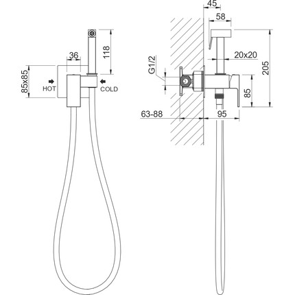 Набор для гигиенического душа Aquatek Либра AQ1022CR (со скрытой частью) - фото 6