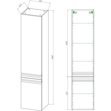 Пенал подвесной Aquatek 35 см AQ70035R-MG, серый матовый - фото 4