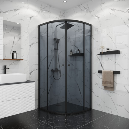 Душевое ограждение Niagara Eco 90x90 см NG-1007-14T, чёрный матовый/тонированное - фото 