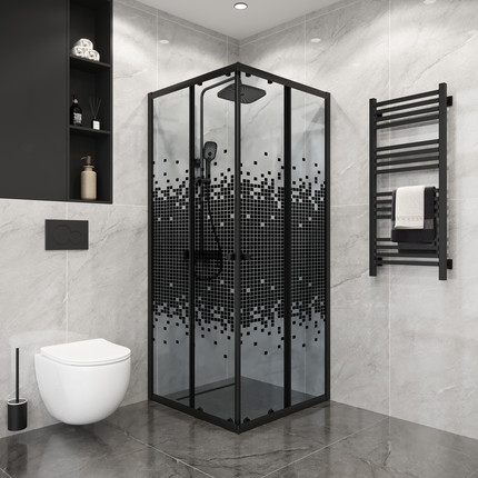 Душевое ограждение Niagara Eco 100x100 см NG-1010-14QBLACK, чёрный матовый/мозаика - фото 