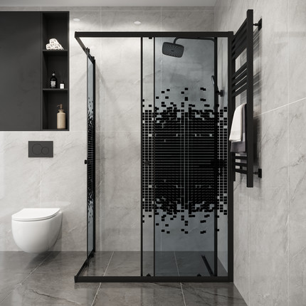 Душевое ограждение Niagara Eco 100x80 см NG-1018-14QBLACK, чёрный матовый/мозаика - фото 4