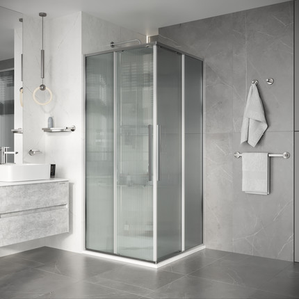 Душевое ограждение Niagara Nova 80x80 см NG-4622-34, хром/матовое/рифленое - фото 