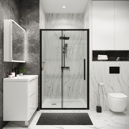 Душевая дверь Grossman Cosmo 110 см 100.K33.02.110.21.00, чёрный матовый/прозрачное - фото 5