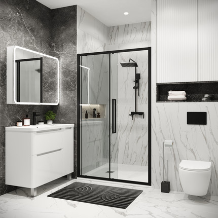 Душевая дверь Grossman Cosmo 110 см 100.K33.02.110.21.00, чёрный матовый/прозрачное - фото 6