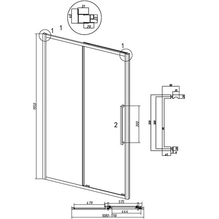Душевая дверь Grossman Cosmo 110 см 100.K33.02.110.21.00, чёрный матовый/прозрачное - фото 11