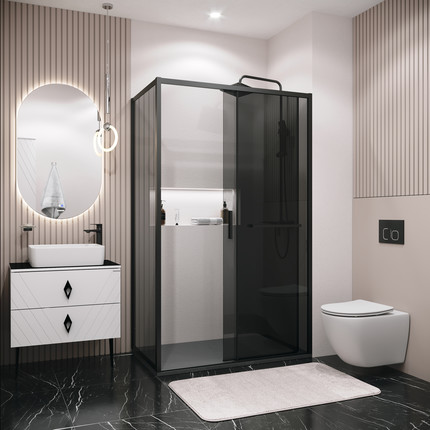 Душевое ограждение Grossman Style 130x80 см 120.K33.05.1380.21.10, чёрный матовый/тонированное - фото 4