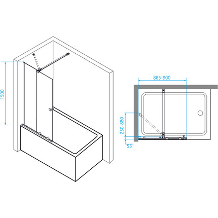 Шторка для ванны RGW SC-46 90 см 06114609-11 (стекло 8 мм), хром/прозрачное - фото 7