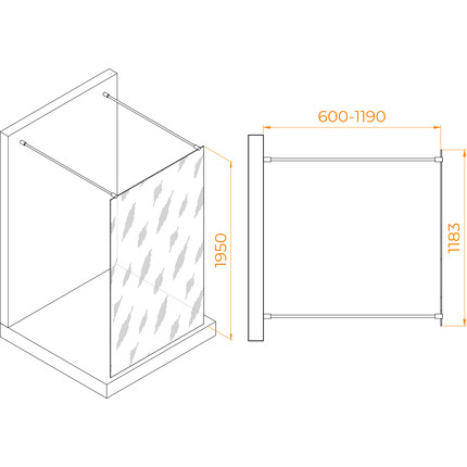 Душевая перегородка RGW WA-016 120x195 см 35101612-11 (стекло 8 мм) с кронштейнами, хром/прозрачное - фото 7