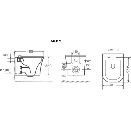 Унитаз подвесной безободковый Grossman Style GR-4474S с крышкой микролифт, белый глянцевый - фото 6