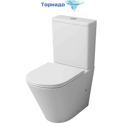 Унитаз-компакт безободковый Grossman GR-4450MSQ с крышкой микролифт, белый матовый (Система смыва торнадо), Цвет производителя: белый матовый - фото 