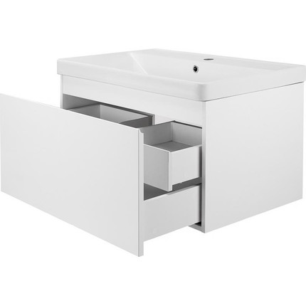 Тумба подвесная с раковиной AN Ненси 80 см, белый матовый - фото 2