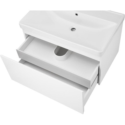 Тумба подвесная с раковиной AN Ненси 80 см, белый матовый - фото 5