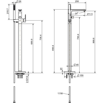 Смеситель для ванны Aquatek Ника AQ1845MB, чёрный матовый, Цвет производителя: чёрный матовый - фото 9
