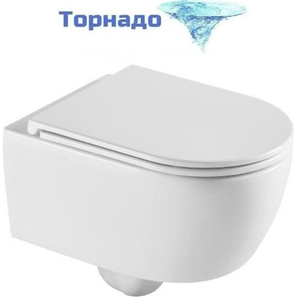 Унитаз подвесной безободковый Grossman GR-4415SQ с крышкой микролифт (Система смыва торнадо) - фото 