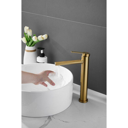 Смеситель для раковины высокий Belz B11813-5, золото брашированное - фото 16