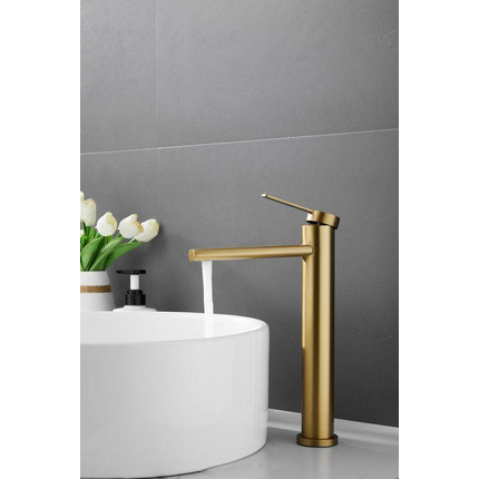 Смеситель для раковины высокий Belz B11813-5, золото брашированное - фото 2