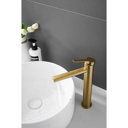 Смеситель для раковины высокий Belz B11813-5, золото брашированное - фото 14