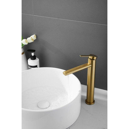 Смеситель для раковины высокий Belz B11813-5, золото брашированное - фото 15