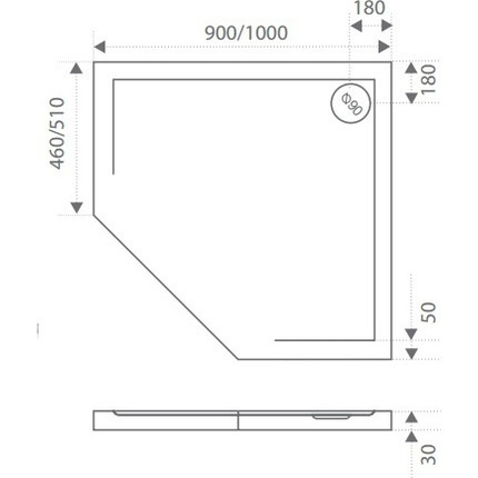 Каменный поддон Bas Пента 90х90 см - фото 2