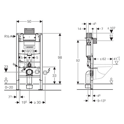Инсталляция для подвесного унитаза Geberit Duofix Omega h98 111.030.00.1 - фото 3