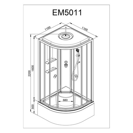Душевая кабина Avacan 110x110 см EM5011EL, хром/узор (безсиликоновая сборка) - фото 25