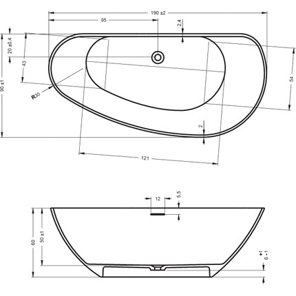 Ванна отдельностоящая Riho GRANADA 190х90 см L - фото 2