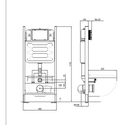 Инсталляция с подвесным безободковым унитазом Jacob Delafon Odeon Rive Gauche EDR103-00, сиденье с тонкой крышкой микролифт - фото 9