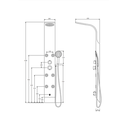 Гидромассажная панель Taliente ТА-G-A02Bb+s, черный матовый - фото 4