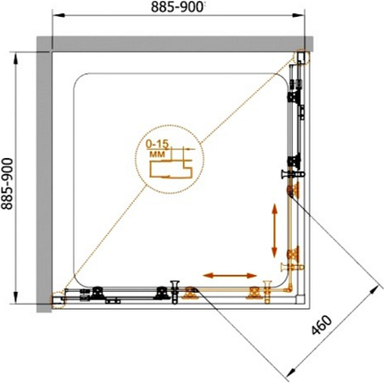 Душевое ограждение Cezares 90х90 см ECO-O-A-2-90-C-Cr, хром/прозрачное - фото 4