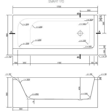 Ванна акриловая Cersanit SMART R 170x80 см - фото 6