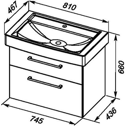 Тумба подвесная с раковиной Dreja Q Max 80 см 77.0007W, белый - фото 2
