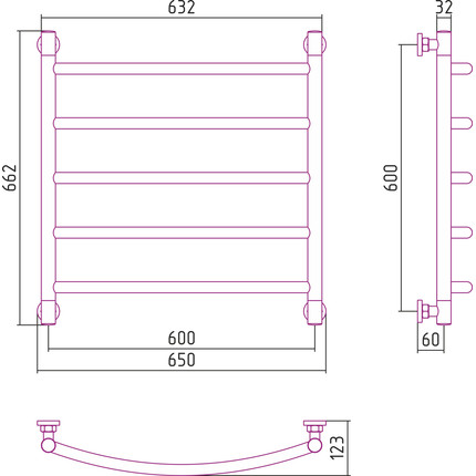 Полотенцесушитель водяной Сунержа Галант+ П5 600х600 мм 00-0200-6060 - фото 6