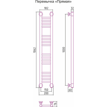 Полотенцесушитель водяной Сунержа Богема+ П16 1000х150 мм (прямая перемычка) 00-0220-1015 - фото 6