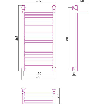 Полотенцесушитель водяной Сунержа Богема с полкой+ П14 800х400 мм 00-0223-8040 - фото 6