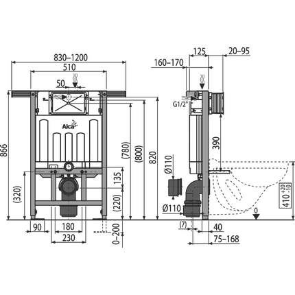 Инсталляция для подвесного унитаза Alcaplast AM102/850 Jadroмodul - фото 3
