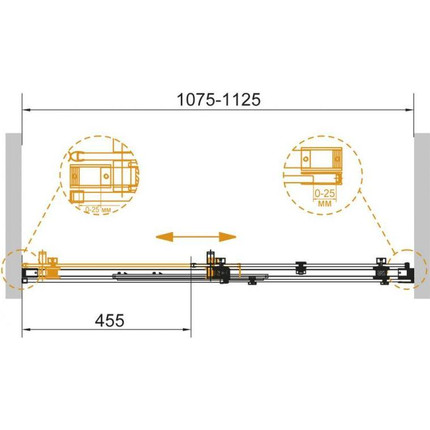 Душевая дверь Cezares 110 см STYLUS-SOFT-BF-1-110-C-Cr, хром/прозрачное - фото 2