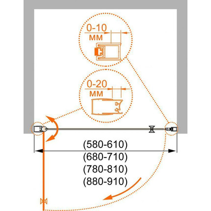 Душевая дверь Cezares 80 см ELENA-W-B-1-80-C-Cr, хром/прозрачное - фото 2