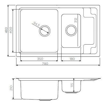 Кухонная мойка Omoikiri Mizu 78-2-IN (4973731) 0,9 мм, нержавеющая сталь, Цвет производителя: нержавеющая сталь матовая - фото 5